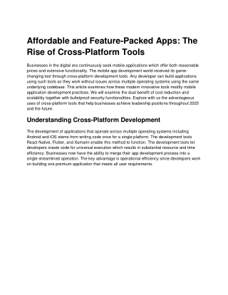 Affordable & Feature-Packed Apps – The Rise of Cross-Platform Tools