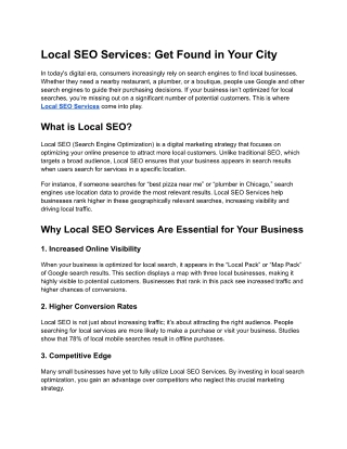 Local SEO Services-Get Found in Your City