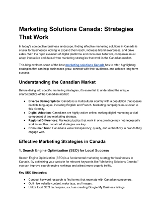 Marketing Solutions Canada-Strategies That Work
