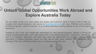 Unlock Global Opportunities Work Abroad and Explore Australia Today