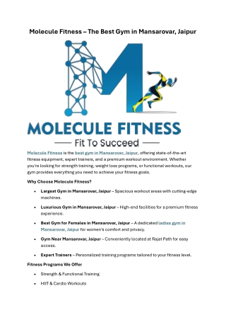 Molecule Fitness : the best fitness gym in jaipur