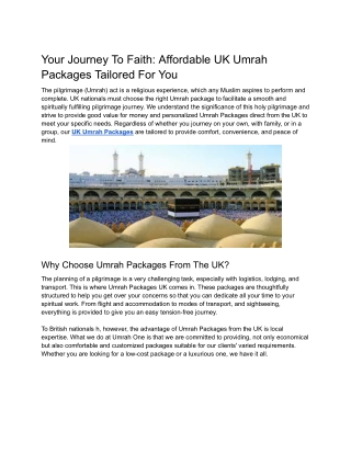 Your Journey To Faith_ Affordable UK Umrah Packages Tailored For You