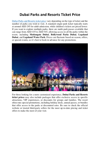 Dubai Parks and Resorts Ticket Price