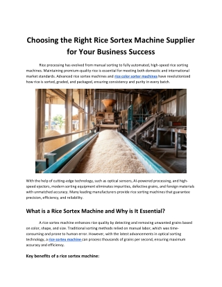 How Rice Color Sorter Machines Improve Quality, Reduce Waste & Boost Profits