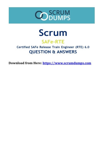 SAFe-RTE Exam Dumps Navigate the Path to Success in Scrum