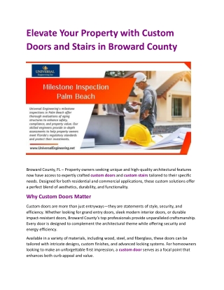Elevate Your Property with Custom Doors and Stairs in Broward County
