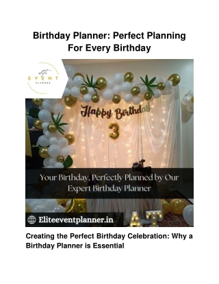 Birthday Planner_ Perfect Planning For Every Birthday