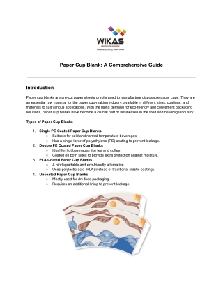 Paper Cup Blank_ A Comprehensive Guide