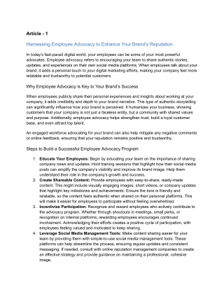 Harnessing Employee Advocacy to Enhance Your Brand’s Reputation