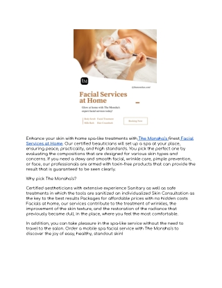 Facial Services at Home – The Monsha’s