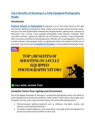 Podcast Studios In Hyderabad | Video Shoot Studio In Hyderabad