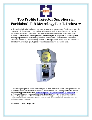 Top Profile Projector Suppliers in Faridabad: R B Metrology Leads Industry