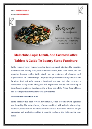Malachite, Lapis Lazuli, And Cosmos Coffee Tables A Guide To Luxury Stone Furniture