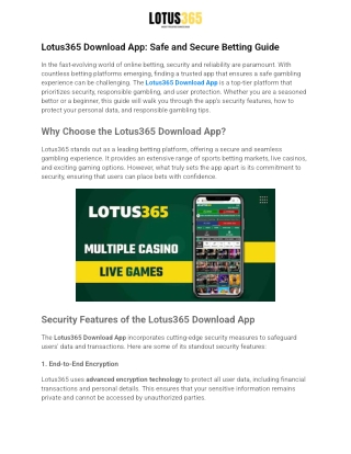 Lotus365 Download App_ Safe and Secure Betting Guide