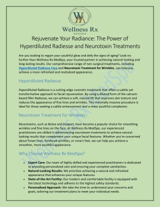 Neurotoxin Treatment for Wrinkles at Wellness Rx MedSpa