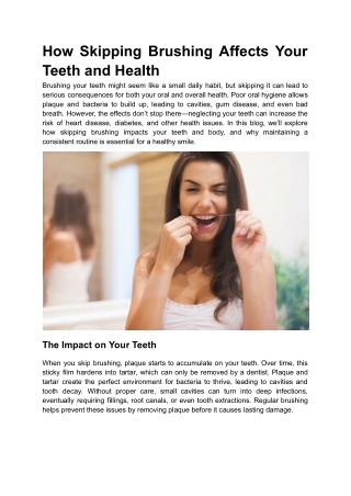 How Skipping Brushing Affects Your Teeth and Health