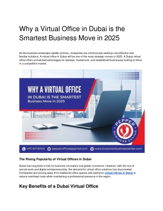 Why a Virtual Office in Dubai is the Smartest Business Move in 2025