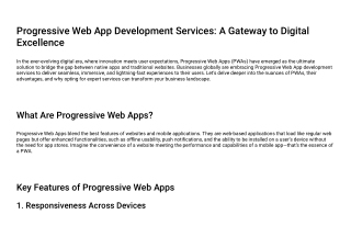 Progressive Web App Development Services A Gateway to Digital Excellence
