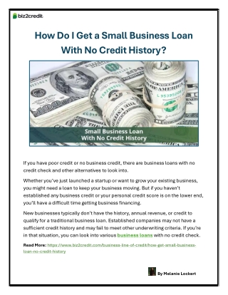 How Do I Get a Small Business Loan With No Credit History