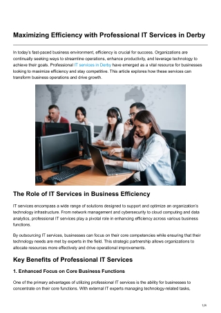 Maximizing Efficiency with Professional IT Services in Derby