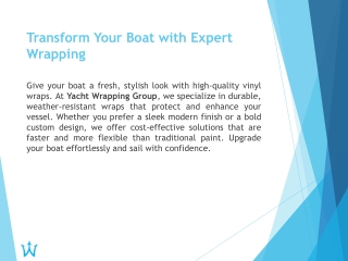 Yacht Wrapping Group – Transform Your Boat with Premium Vinyl Wraps