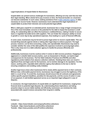 Legal Implications of Unpaid Debts for Businesses