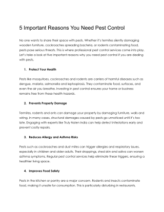 5 Important Reasons You Need Pest Control