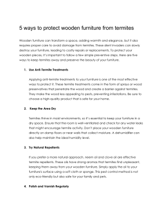 5 ways to protect wooden furniture from termites