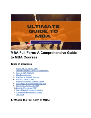 MBA Full Form: Meaning, Course Details & Career Scope