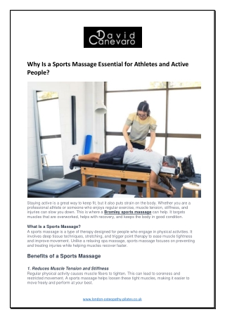 Why Is a Sports Massage Essential for Athletes and Active People