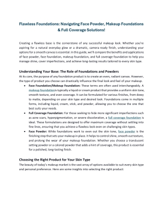 Flawless Foundations Navigating Face Powder