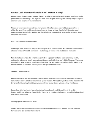 Can You Cook with Non-Alcoholic Wine We Give it a Try!