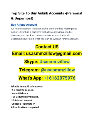 Top Site To Buy Airbnb Accounts -(Parsonal & Superhost)