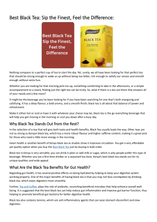 Best Black Tea Sip the Finest, Feel the Difference