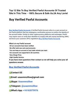Top Site To Buy Verified Paxful Accounts
