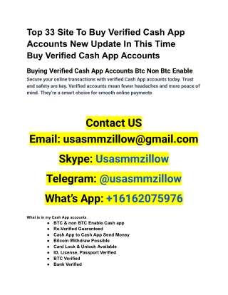 Top 33 Site To Buy Verified Cash App Accounts New Update In This Time