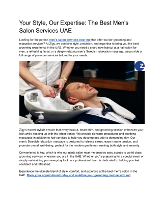 Your Style, Our Expertise_ The Best Men's Salon Services UAE
