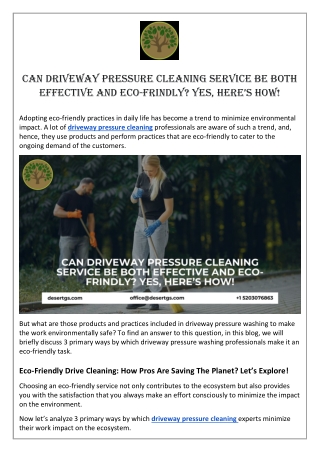 Can Driveway Pressure Cleaning Service Be Both Effective and Eco-Frindly Yes, Here’s How!
