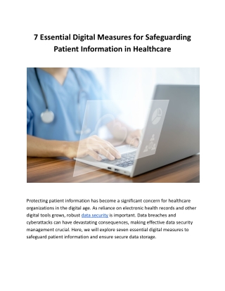 7 Essential Digital Measures for Safeguarding Patient Information in Healthcare