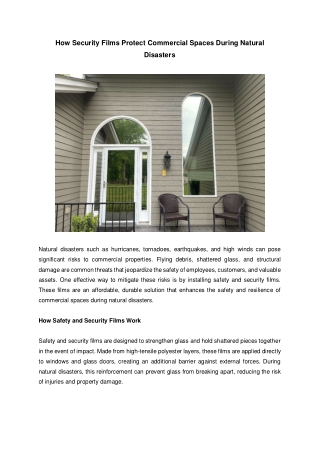 How Security Films Protect Commercial Spaces During Natural Disasters