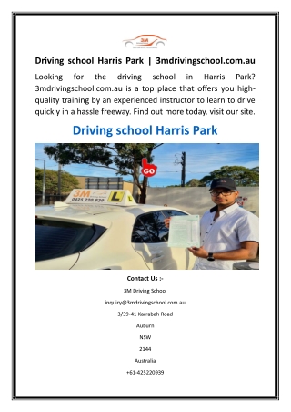 Driving school Harris Park  3mdrivingschool.com.au