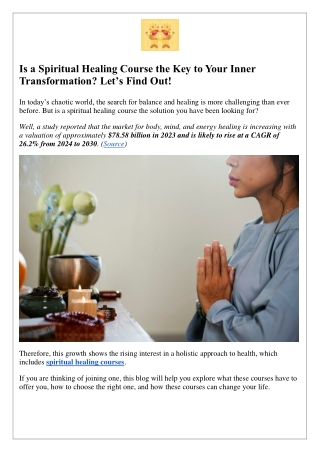 Is a Spiritual Healing Course the Key to Your Inner Transformation? Let’s Find O