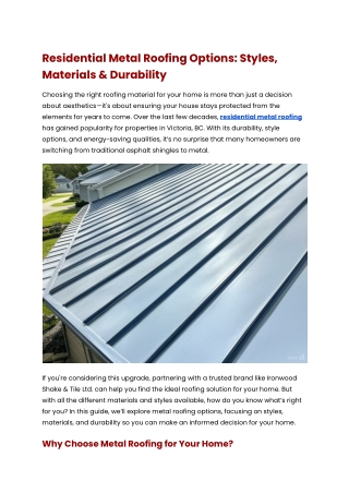 Residential Metal Roofing Options_ Styles, Materials & Durability- Feb 25