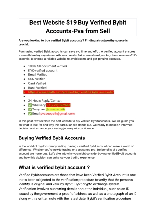 Best Website $19 Buy Verified Bybit Accounts-Pva from Sell