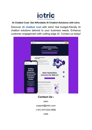 AI Chatbot Cost_ Get Affordable AI Chatbot Solutions with Iotric