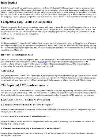 How AMD is Leading the Way in AI Development