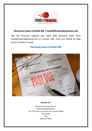Personal Loans Corinth Ms | Familyfinancialservices.net