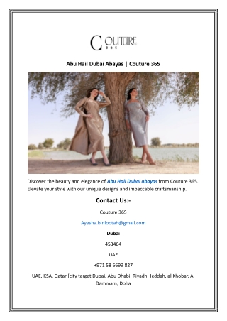 Abu Hail Dubai Abayas  Couture 365