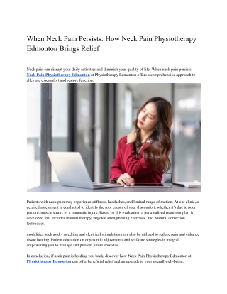 When Neck Pain Persists_ How Neck Pain Physiotherapy Edmonton Brings Relief