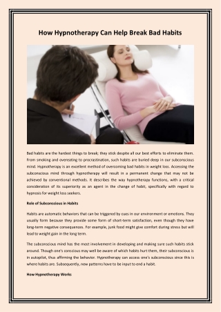 How Hypnotherapy Can Help Break Bad Habits